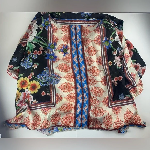 Johnny Was Black and Blue Asymmetrical Tie Front Sundress - Picture 6 of 16